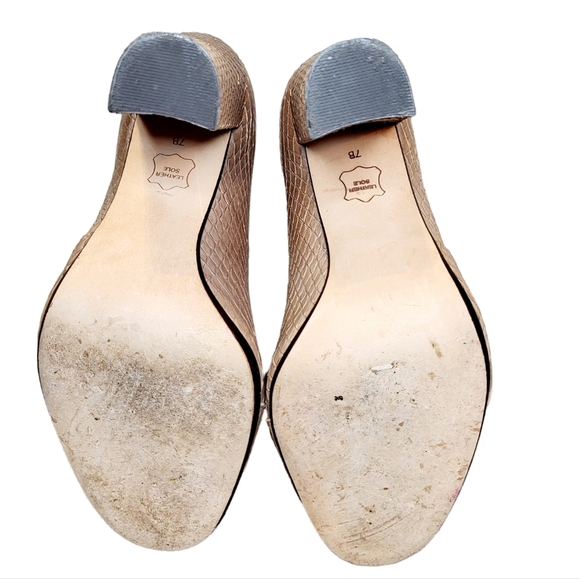 Talbots Leather Faux Snakeskin Embossed Ombre Peep Toe Block Heel Size 7B - Picture 6 of 15